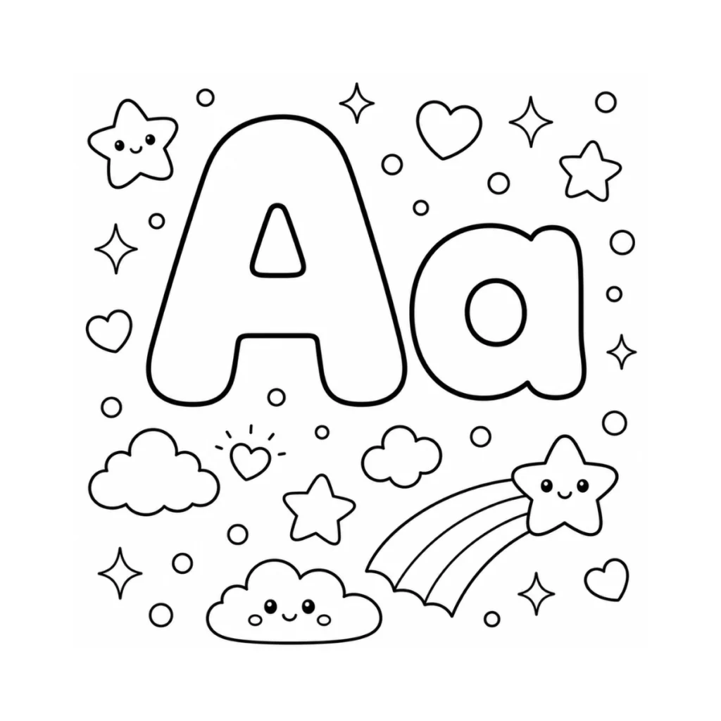 Bubble Letter A Coloring Page